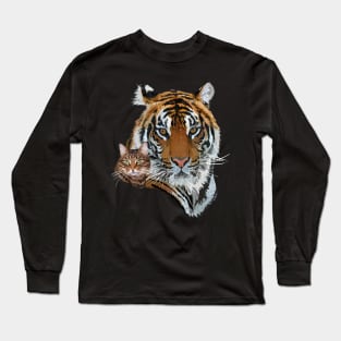 Bengal tiger and cat Long Sleeve T-Shirt